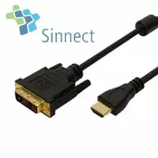 SINNECT KABEL HDMI/DVI M/M 3,0m pozlačen Sinnect (12.203)