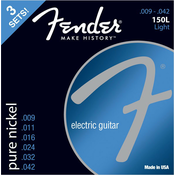 Fender 150L Electric Pure Nickel Ball End 9-42 3 Pack