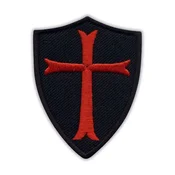 shumee Ščit templjarskih vitezov - črn - samolepilna podlaga - vezen našitek/značka/emblem