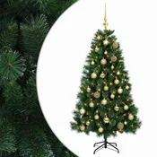 Vidaxl Umetno božično drevo z novoletnimi kroglicami 150 cm 150 LED