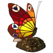 Casa Padrino luxury Tiffany table lamp lamp butterfly red/multicolored 17 x 17 x H. 23 cm - Tiffany desk lamp - Luxury interior - Luxury Art Deco Lights - Tiffany Lights