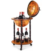 Northix Stojalo za vino Rolling globe Globe Bar na kolesih za vino 47 x 47 x 90 cm rjava