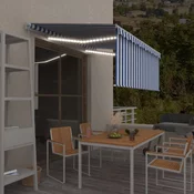Tenda na rucno uvlacenje s roletom LED 3,5 x 2,5 m plavo-bijela