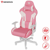 GENESIS NITRO 710 gaming stol, ergonomski, nastavljiva višina/naklon, 2D nasloni za roke, kolesa CareGlide™, roza bel