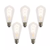 Komplet 5 LED žarnic z žarilno nitko E27 Spiral ST64 5W 400 lm 2200K