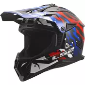 Motokros kaciga LS2 MX708 Fast II Grotesk sjajna bijelo-plavo-crvena