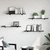 vidaXL Polica za knjige 4 pcs Črna 100 x 40 x 1.5cm Iverna plošča