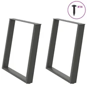 Vidaxl Noge za jedilno mizo v obliki črke U, 2 kosa, antracitne, 80 x (72-73) cm, jeklo