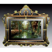 Casa Padrino luxury baroque mirror gold/green - Magnificent venetian style wall mirror with integrated 52 inch TV - Baroque furniture - Luxury furniture in baroque style - Made in Italy
