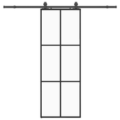 vidaXL vidaXL Drsna vrata z opremo črna 76x205 cm ESG steklo, (21749576)