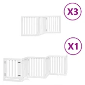 Vidaxl Ograda za pse z vrati zložljiva 15 panelov bela 750 cm les