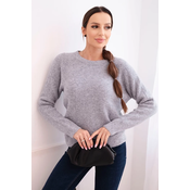 Kesi Włoski Womens sweater made of baby alpaca with long sleeves light gray