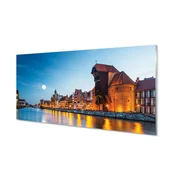 tulup.si Slika na akrilnem steklu River noč gdańsk staro mestno jedro 140x70 cm 4 obešalnika