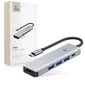 slomart Adapter Tech-Protect HB01 HUB Adapter 5v1 USB-C + USB3.0 + HDMI 4K 60Hz + PD100W - siv