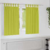 vidaXL Zavese z zavesami 2 pcs Jabolčno zelena 140x140cm Poliester