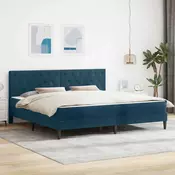 Vidaxl Posteljni okvir z vzmetnico Modra 180 x 200 cm Žamet