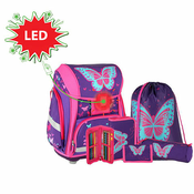 Spirit: Butterfly 3D, LED šolska torba, nahrbtnik 5-delni komplet