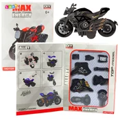Motocikel za sestavljanje LEAN TOYS, kovinski, 1:14, DIY, črn z zlatimi elementi