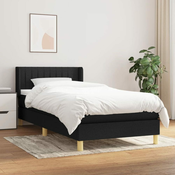 Greatstore Box spring postelja z vzmetnico črn 90x190 cm blago