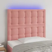 Vidaxl vidaXL Vzglavje postelje z LED svetlo roza 90x5x118/128 cm žamet