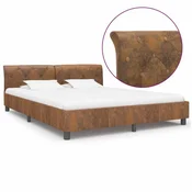Vidaxl Posteljni okvir rjav iz umetnega semiš usnja 160x200 cm