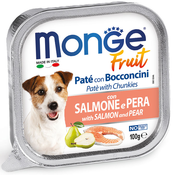 Monge Pašteta za pse sa komadicima mesa i voca Fruit Pate, 100 g - losos i kruška