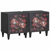 vidaXL Nočna omarica z vrati 2 pcs Črna 40 x 33 x 46 cm
