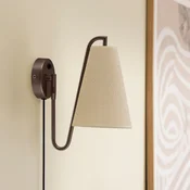Globen Lighting stenska svetilka Lou, bronasta/bela, O 14 cm, vtič - Dnevna soba/jedilnica - Dizajn - bel, bronast - Tkanine/tekstil