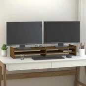 vidaXL Stojalo za zaslon medeno rjavo 100x27x15 cm trdna borovina