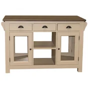 Casa Padrino country style kitchen island beige/dark brown 135 x 65 x H. 90 cm - Dining room cabinet - Country style kitchen furniture - Dining room furniture in country style