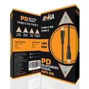PD SILIKONSKI KABAL TYPE-C NA TYPE-C ANV-H3 1,5M BIJELI AN-KA