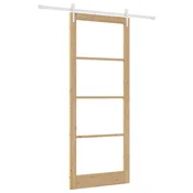 vidaXL drsna vrata s kompletom strojne opreme 93x232 cm iz trdega lesa bora