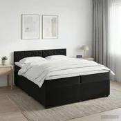 vidaXL Postelja boxspring z vzmetnico Črna 200 x 200 cm Žamet