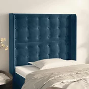 Uzglavlje s ušima tamnoplavo 83x16x118/128 cm baršunasto