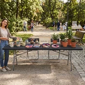 Costway Zložljiva vrtna miza 244x75 cm črna