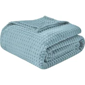 emme Dvostranska flis odeja Premium 3D učinek, modro-zelena, 200x230 cm, mikrovlakna Oeko-Tex, 280 g/m2, Sherpa flis in flanela, za dnevno sobo, spalnico, potovanja