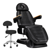 Gardj Europe Električni kozmetični stol Sillon Lux 273b s 3 motorji in stolčkom 304, črn