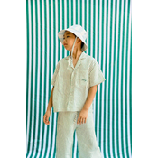 Otroška srajca z dodatkom lana Tinycottons EMERALD STRIPES SHIRT