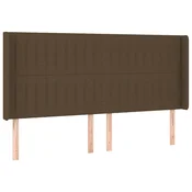 Vidaxl Vzglavje z ušesi temno rjavo 163x16x118/128 cm blago