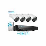 Reolink RLK8-1200B4-A varnostni komplet, 1x NVR snemalna enota (2TB) + 4x IP kamere B1200, zaznavanje gibanja, 4K Ultra HD+, IR LED, dvosmerna komunikacija, aplikacija, IP66