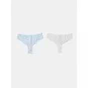 Sinsay - String sa dekorativnom cipkom 2 pack - svetlo plava