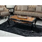 Casa Padrino luxury baroque coffee table brown/black/silver - Handmade solid wood living room table in baroque style - Luxury living room furniture in baroque style - Baroque furniture