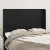 Vidaxl vidaXL Vzglavnik s krilci črne barve 147x16x118/128 cm umetno usnje