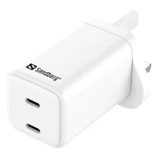 Sandberg AC polnilec dvojni USB-C PD65W UK