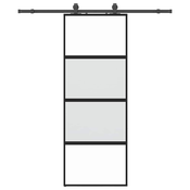 vidaXL vidaXL Drsna vrata z opremo črna 76x205 cm kaljeno steklo, (21749509)