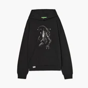 Cropp - Črna pulover s kapuco in potiskom Alien - črna