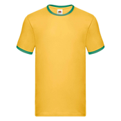 Mens Yellow T-shirt Ringer Fruit of the Loom