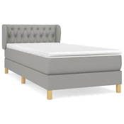 Greatstore Box spring postelja z vzmetnico svetlo siv 100x200 cm blago