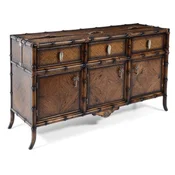 Casa Padrino luxury vintage style sideboard brown 180 x 50 x H. 90 cm - Solid wood cabinet with 3 drawers and 3 doors - Solid wood furniture - Vintage style furniture - Luxury furniture