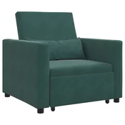 Sofa na razvlacenje Singl s kotacima Tamnozelena Baršun